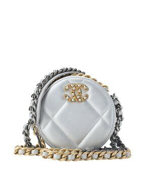 Chanel Tote 19 Quilted Chain Shoulder Lambskin Silver